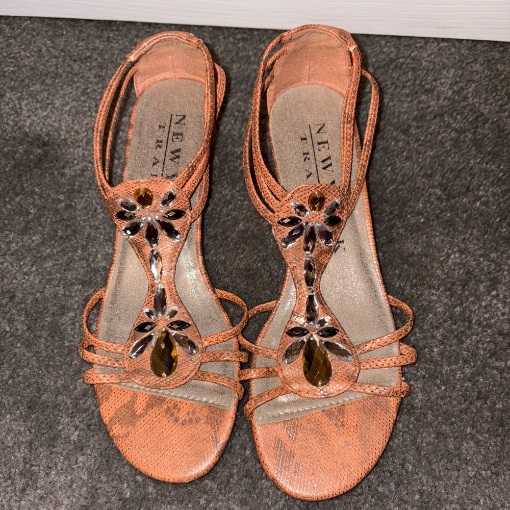 New York Transit Bronze Embellished Sandals